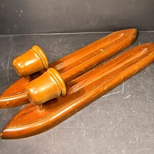 1814.  Pair of 2 Wooden Candle Wall Sconces Vintage 15 Inch
